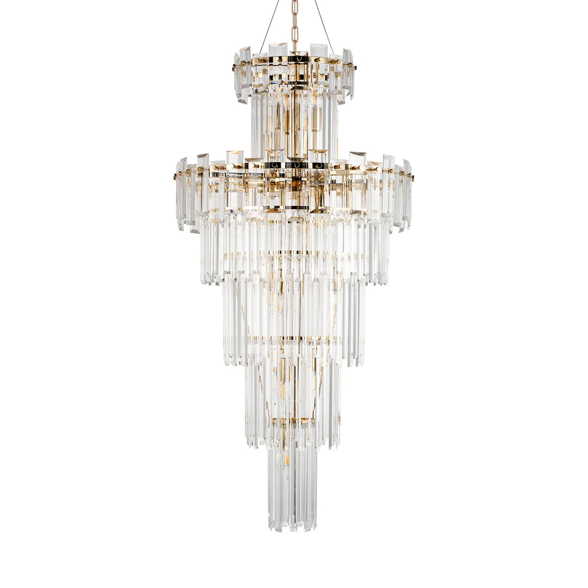 Velator 610mm Tall Pendant in French Gold with Clear Crystal Glass