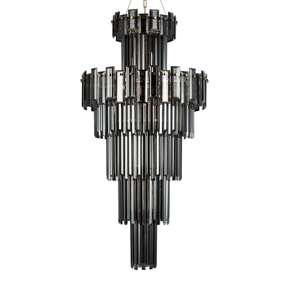 Velator 610mm Tall Pendant in French Gold with Smoked Crystal Glass