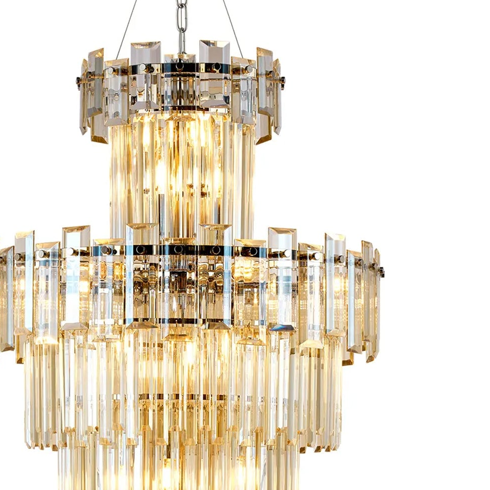 Velator 610mm Tall Pendant in Polished Nickel with Champagne Crystal Glass