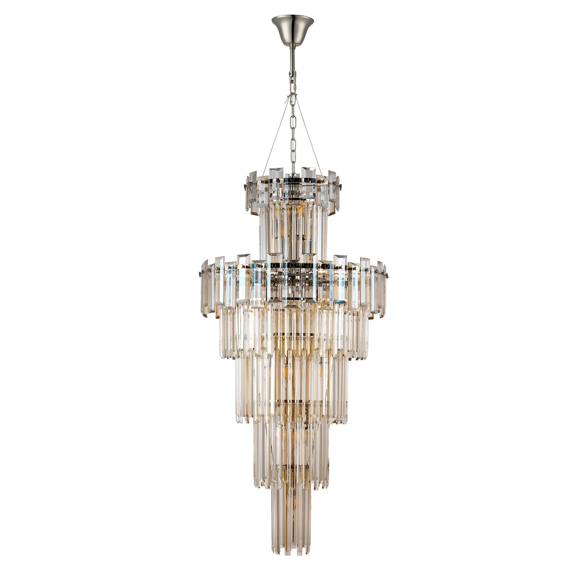 Velator 610mm Tall Pendant in Polished Nickel with Champagne Crystal Glass