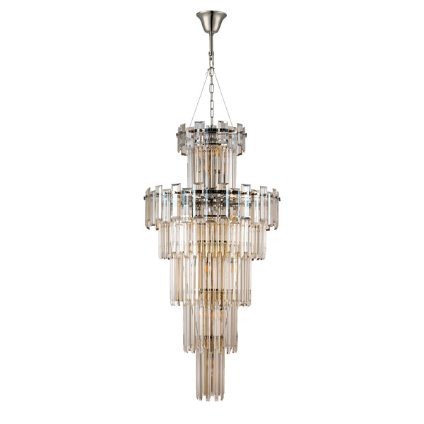 Velator 610mm Tall Pendant in Polished Nickel with Champagne Crystal Glass