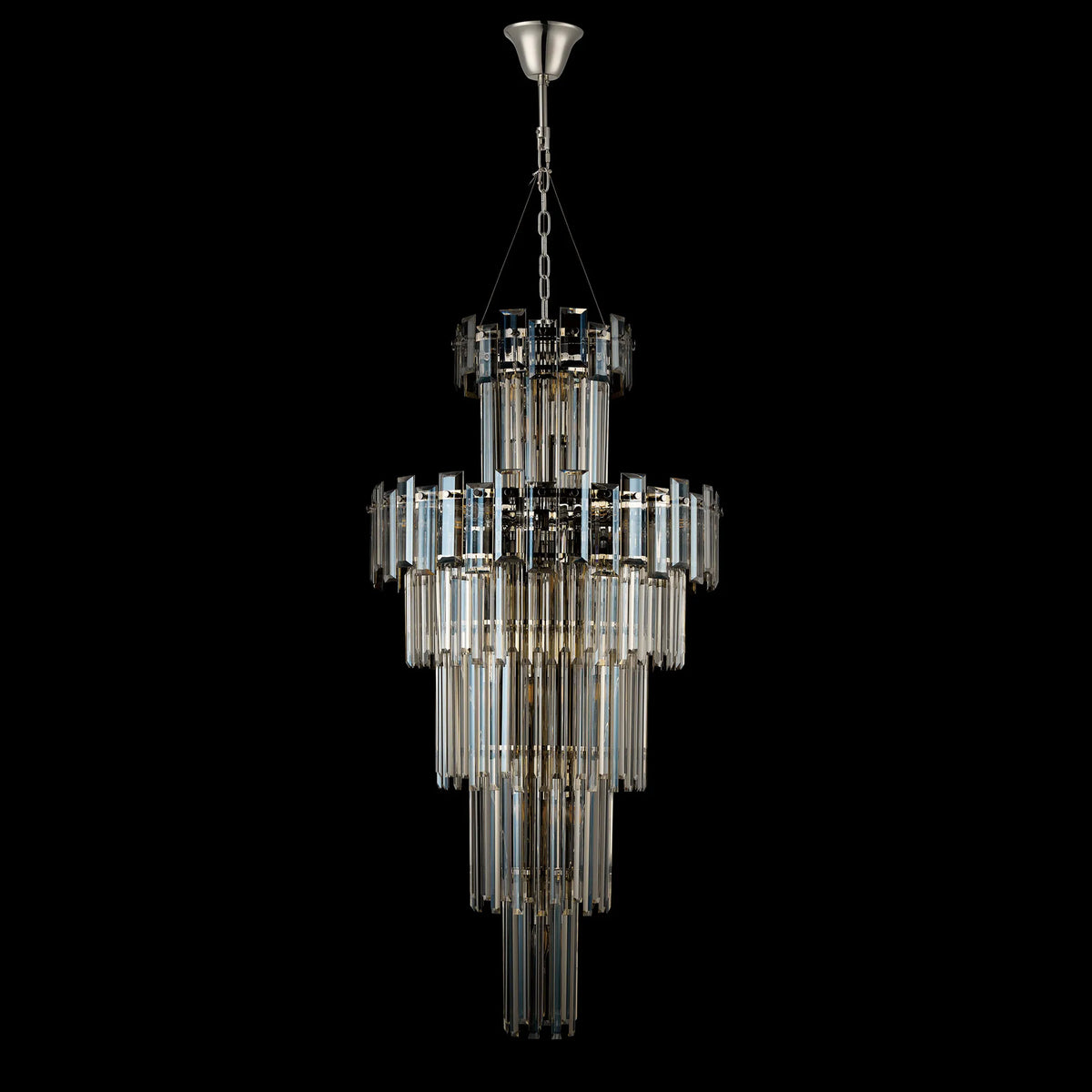 Velator 610mm Tall Pendant in Polished Nickel with Champagne Crystal Glass