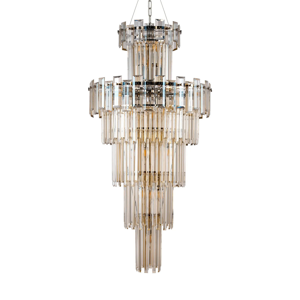 Velator 610mm Tall Pendant in Polished Nickel with Champagne Crystal Glass
