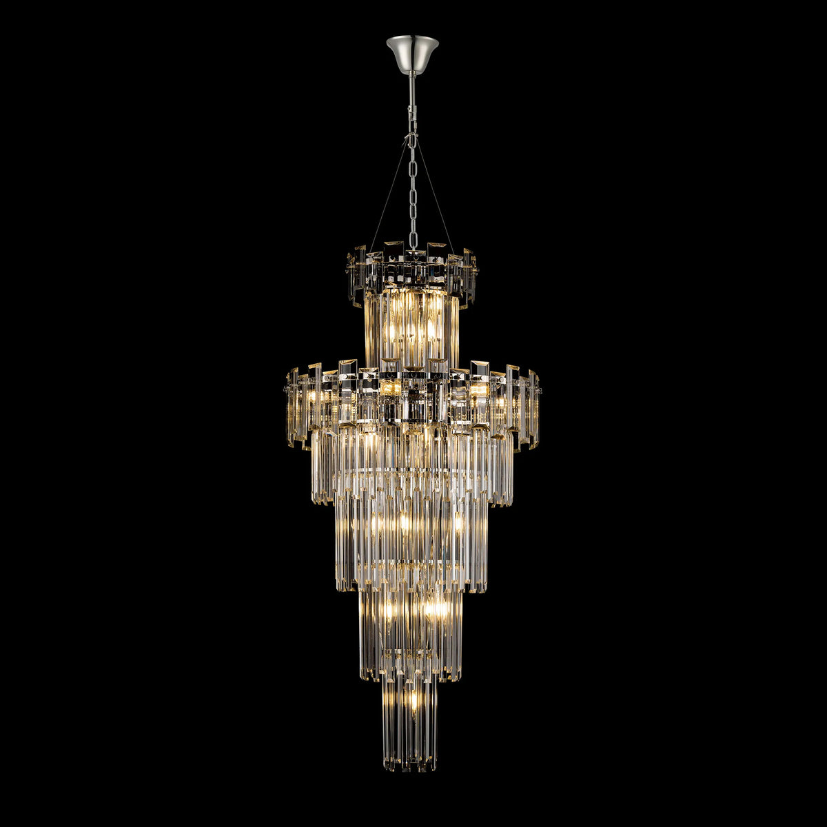 Velator 610mm Tall Pendant in Polished Nickel with Clear Crystal Glass