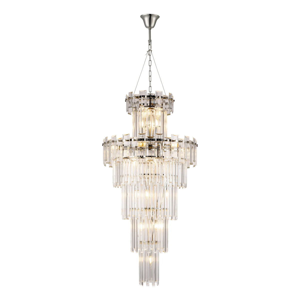 Velator 610mm Tall Pendant in Polished Nickel with Clear Crystal Glass