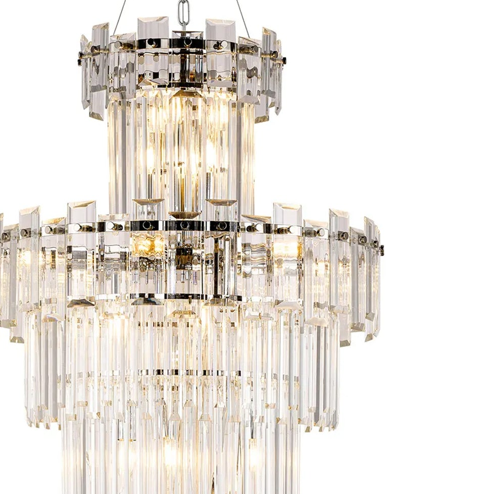 Velator 610mm Tall Pendant in Polished Nickel with Clear Crystal Glass
