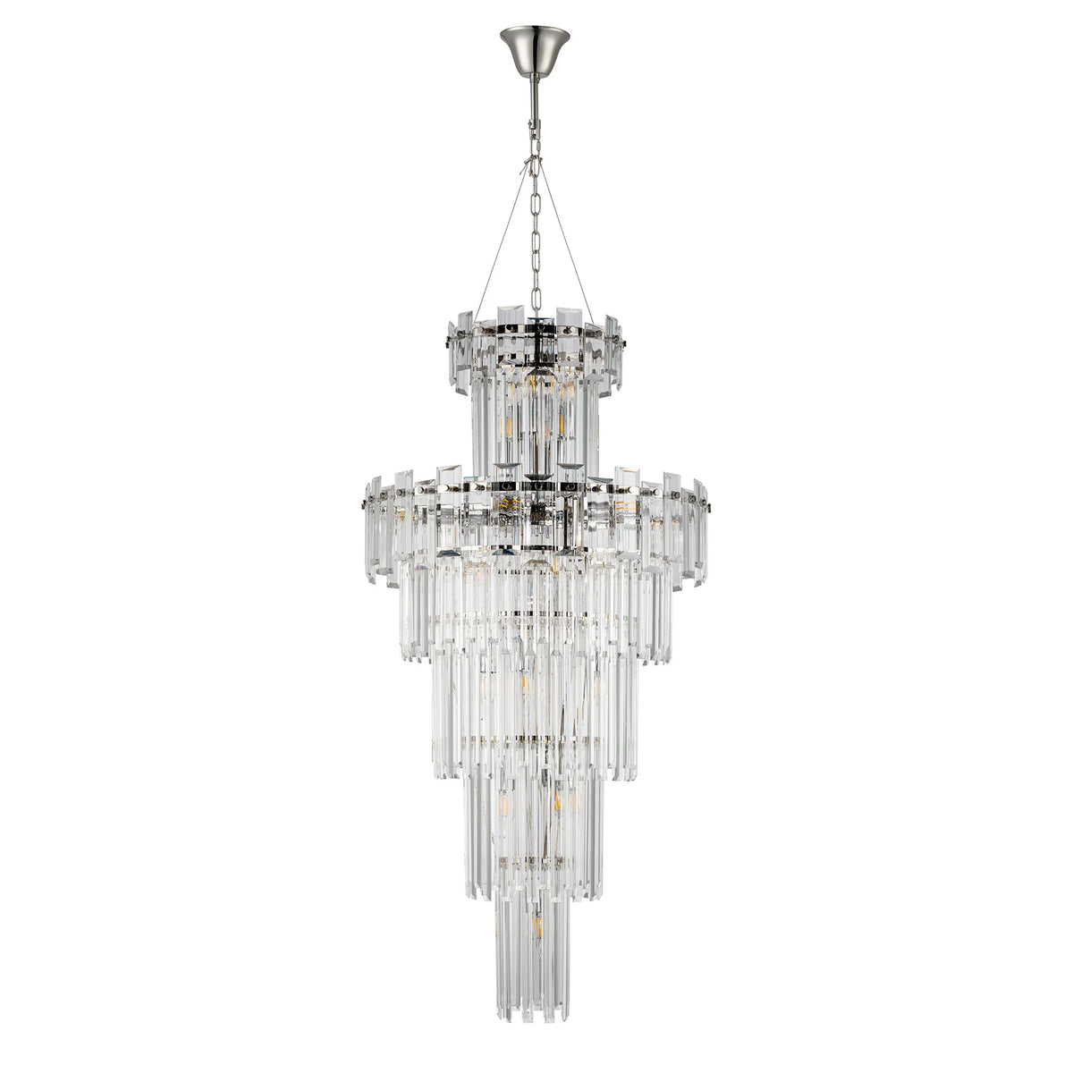 Velator 610mm Tall Pendant in Polished Nickel with Clear Crystal Glass