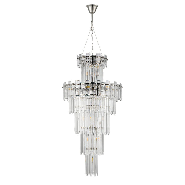 Velator 610mm Tall Pendant in Polished Nickel with Clear Crystal Glass