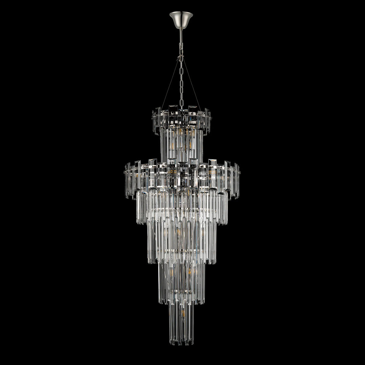 Velator 610mm Tall Pendant in Polished Nickel with Clear Crystal Glass