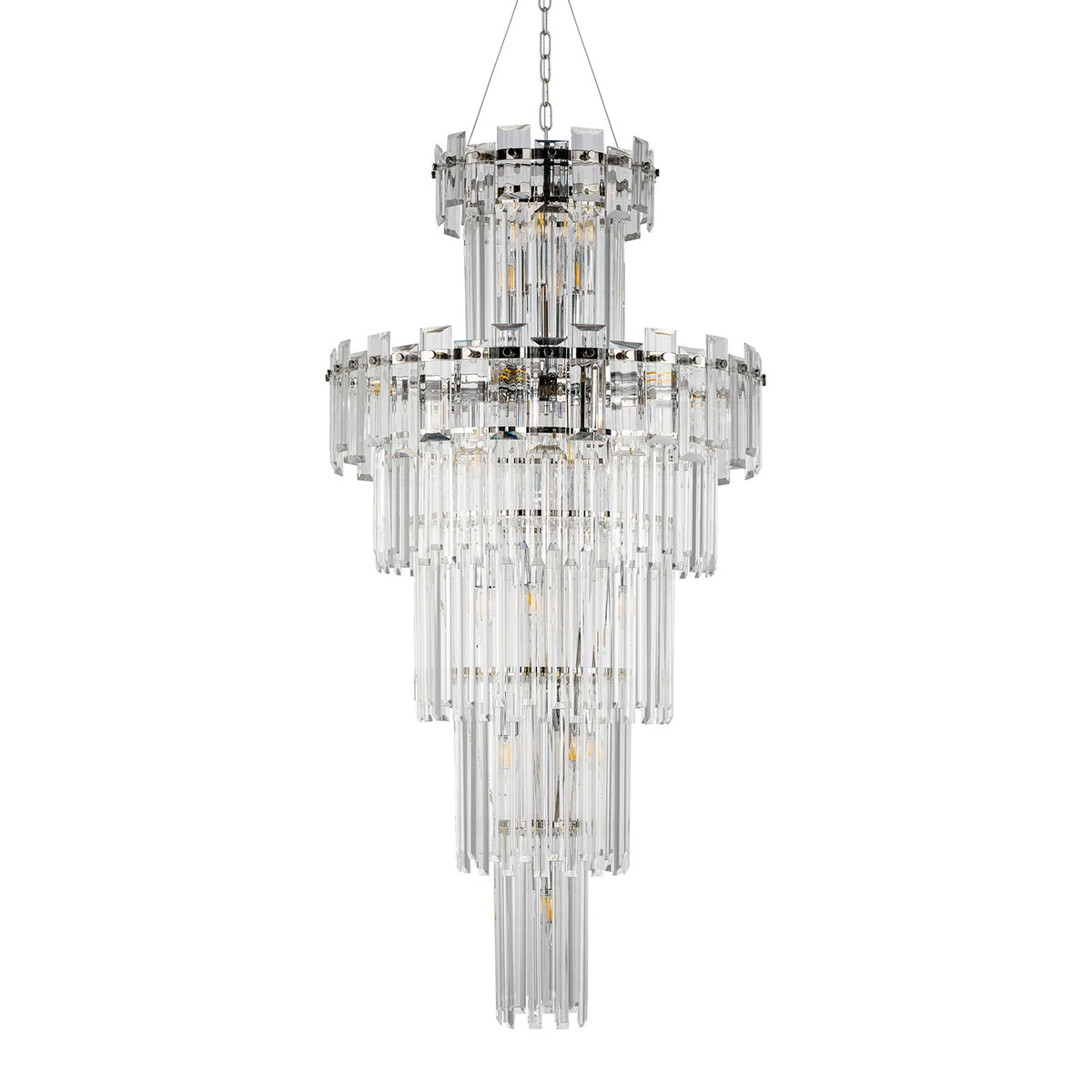Velator 610mm Tall Pendant in Polished Nickel with Clear Crystal Glass