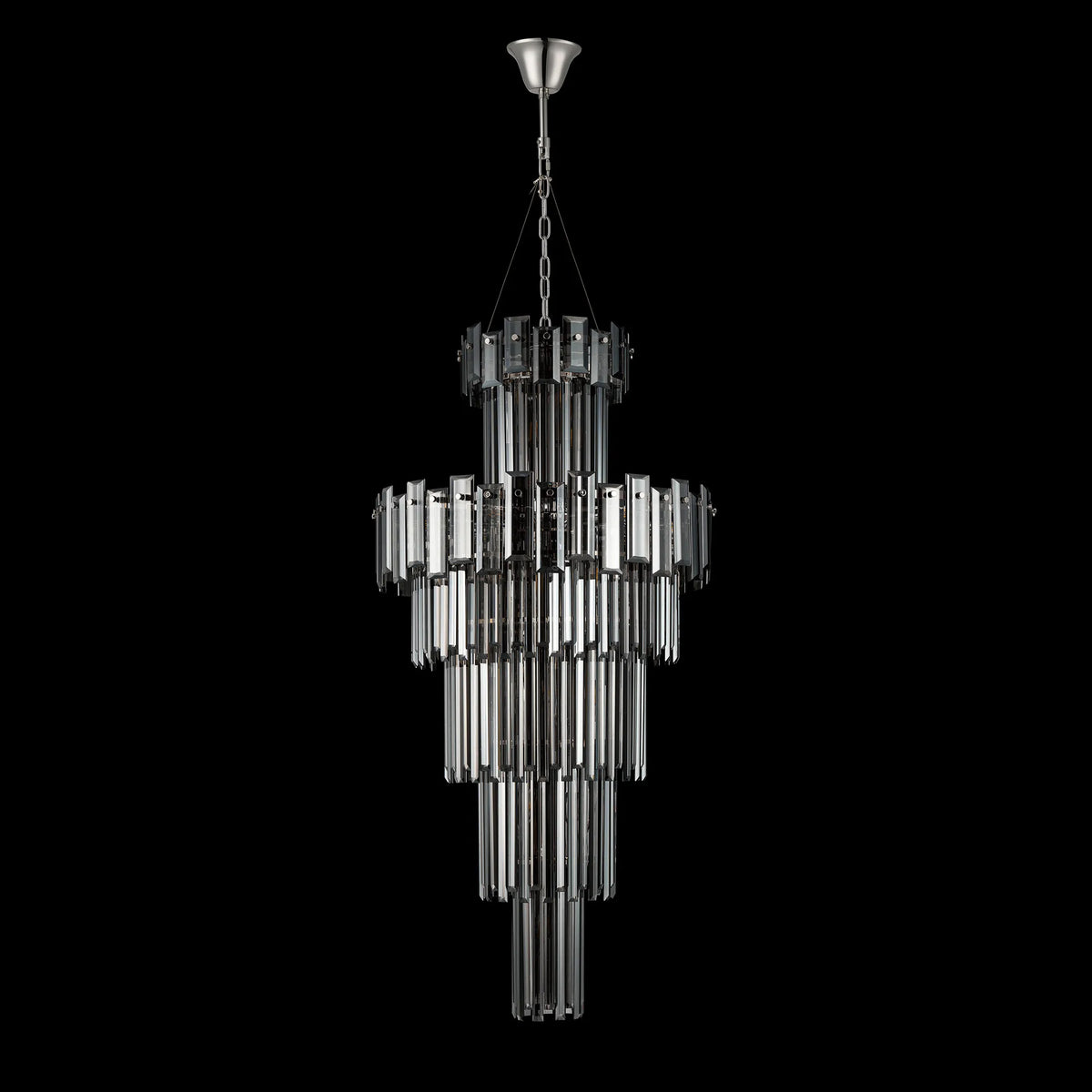 Velator 610mm Tall Pendant in Polished Nickel with Smoked Crystal Glass