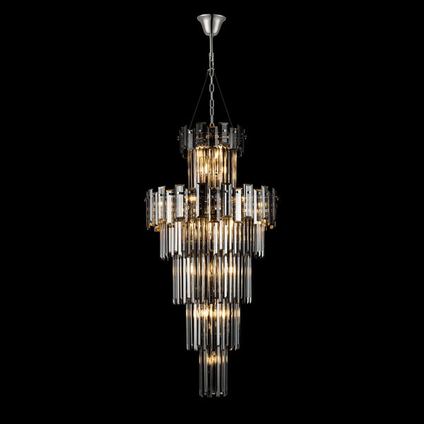 Velator 610mm Tall Pendant in Polished Nickel with Smoked Crystal Glass