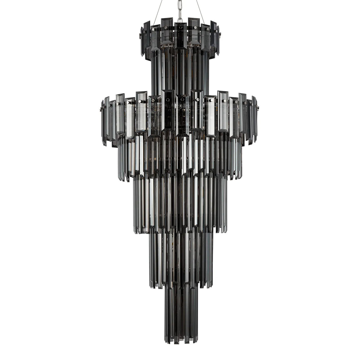 Velator 610mm Tall Pendant in Polished Nickel with Smoked Crystal Glass