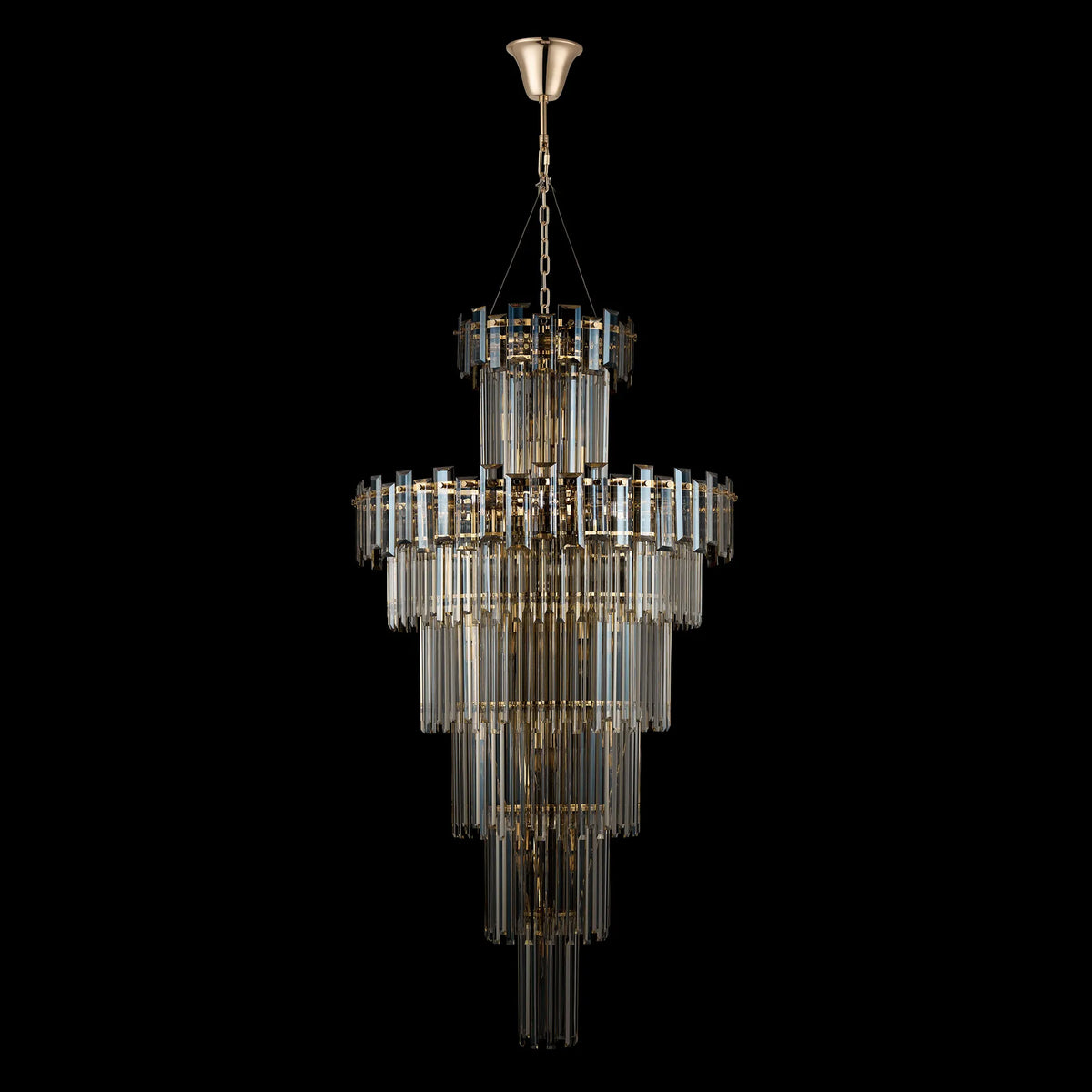 Velator 810mm Tall Pendant in French Gold with Champagne Crystal Glass