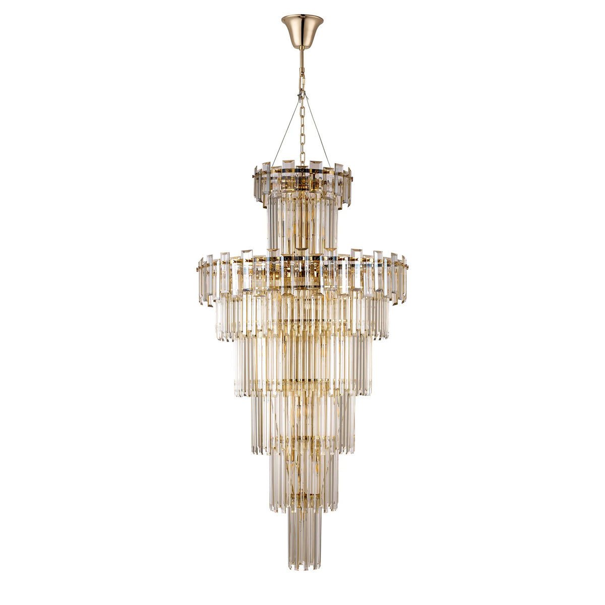 Velator 810mm Tall Pendant in French Gold with Champagne Crystal Glass