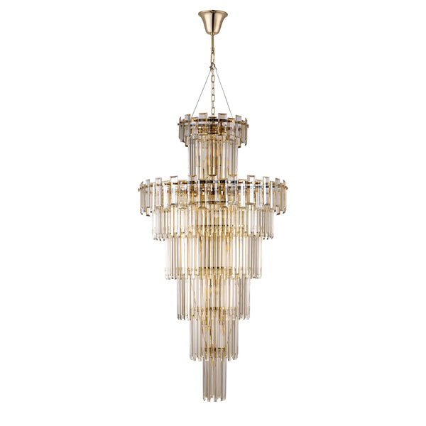 Velator 810mm Tall Pendant in French Gold with Champagne Crystal Glass