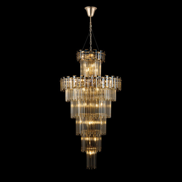 Velator 810mm Tall Pendant in French Gold with Champagne Crystal Glass