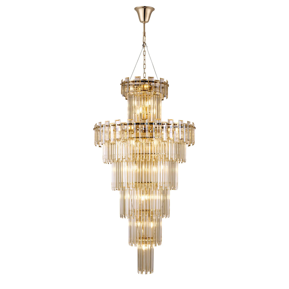 Velator 810mm Tall Pendant in French Gold with Champagne Crystal Glass