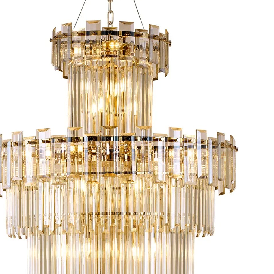 Velator 810mm Tall Pendant in French Gold with Champagne Crystal Glass