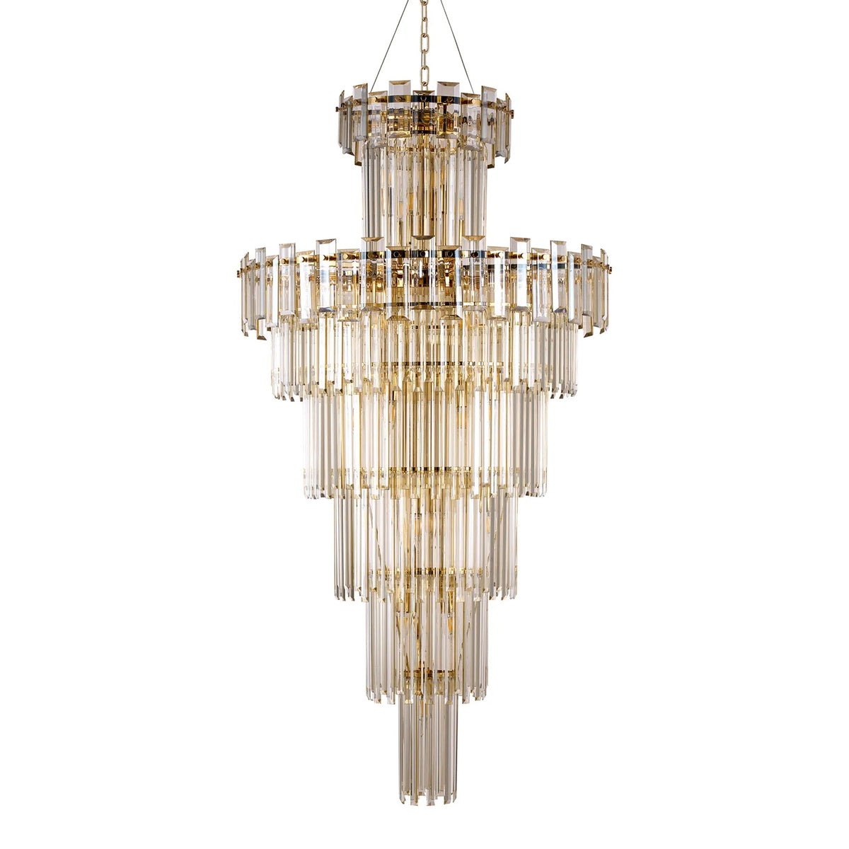 Velator 810mm Tall Pendant in French Gold with Champagne Crystal Glass