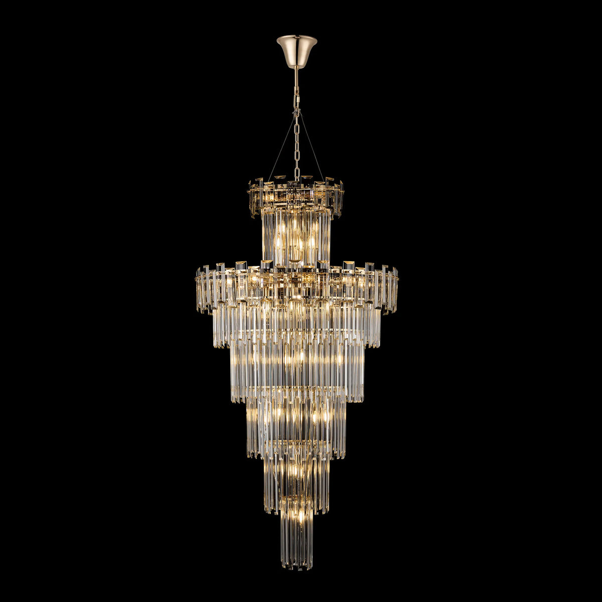 Velator 810mm Tall Pendant in French Gold with Clear Crystal Glass