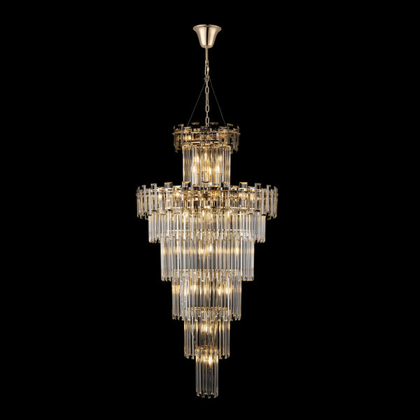 Velator 810mm Tall Pendant in French Gold with Clear Crystal Glass
