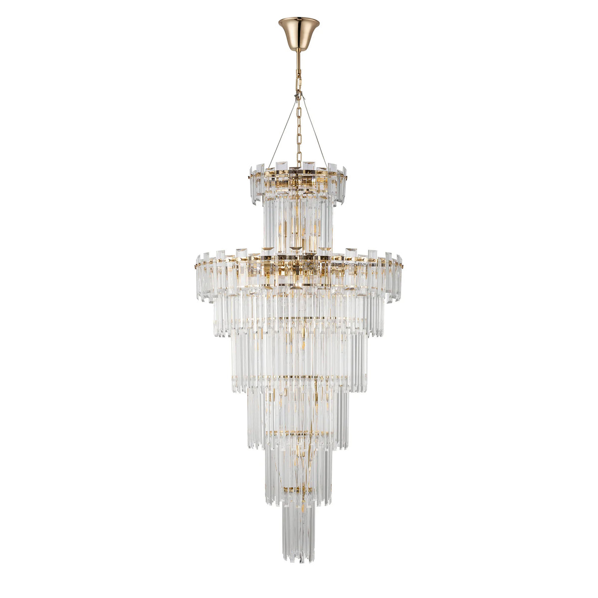 Velator 810mm Tall Pendant in French Gold with Clear Crystal Glass