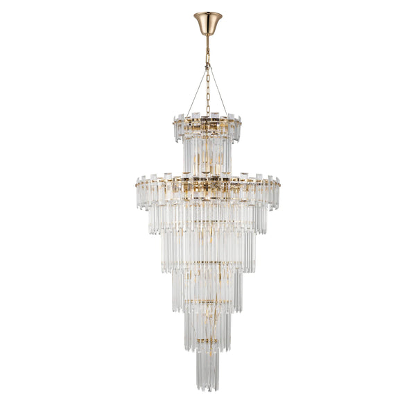 Velator 810mm Tall Pendant in French Gold with Clear Crystal Glass