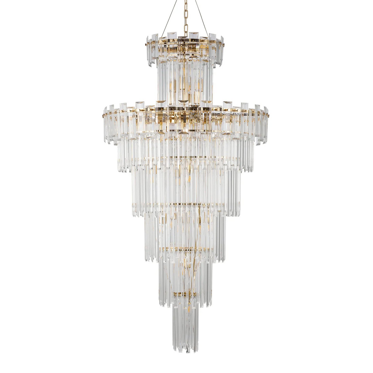Velator 810mm Tall Pendant in French Gold with Clear Crystal Glass