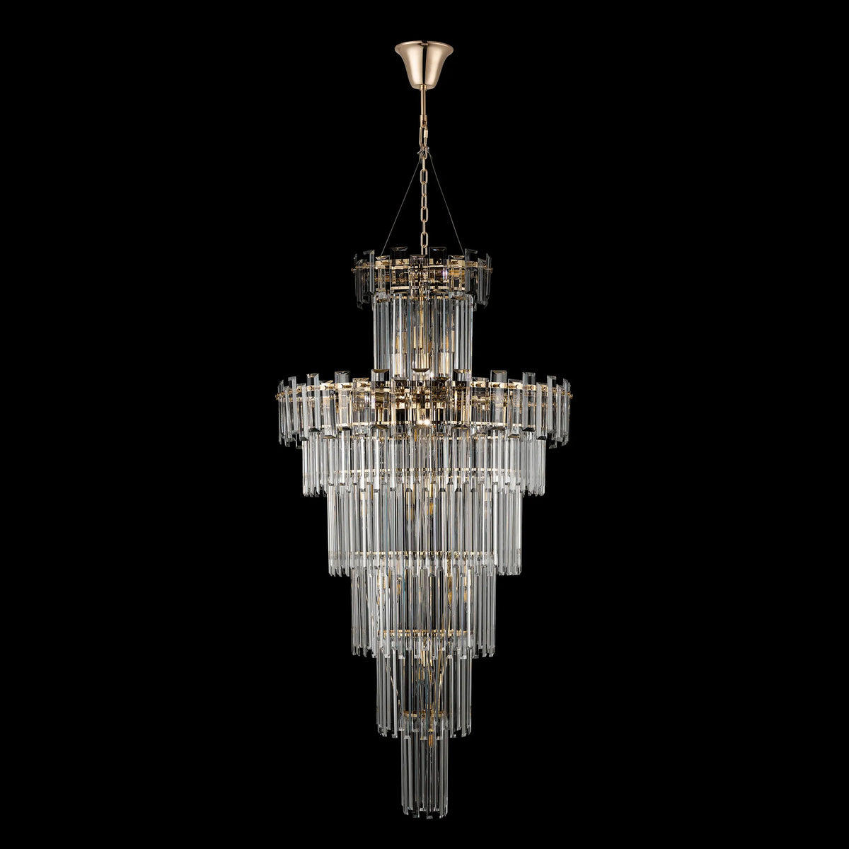 Velator 810mm Tall Pendant in French Gold with Clear Crystal Glass