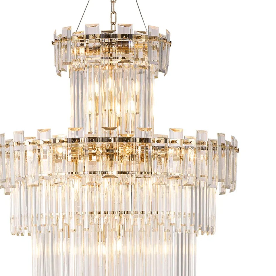 Velator 810mm Tall Pendant in French Gold with Clear Crystal Glass