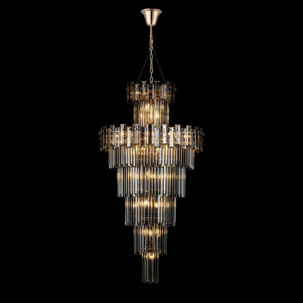 Velator 810mm Tall Pendant in French Gold with Smoked Crystal Glass