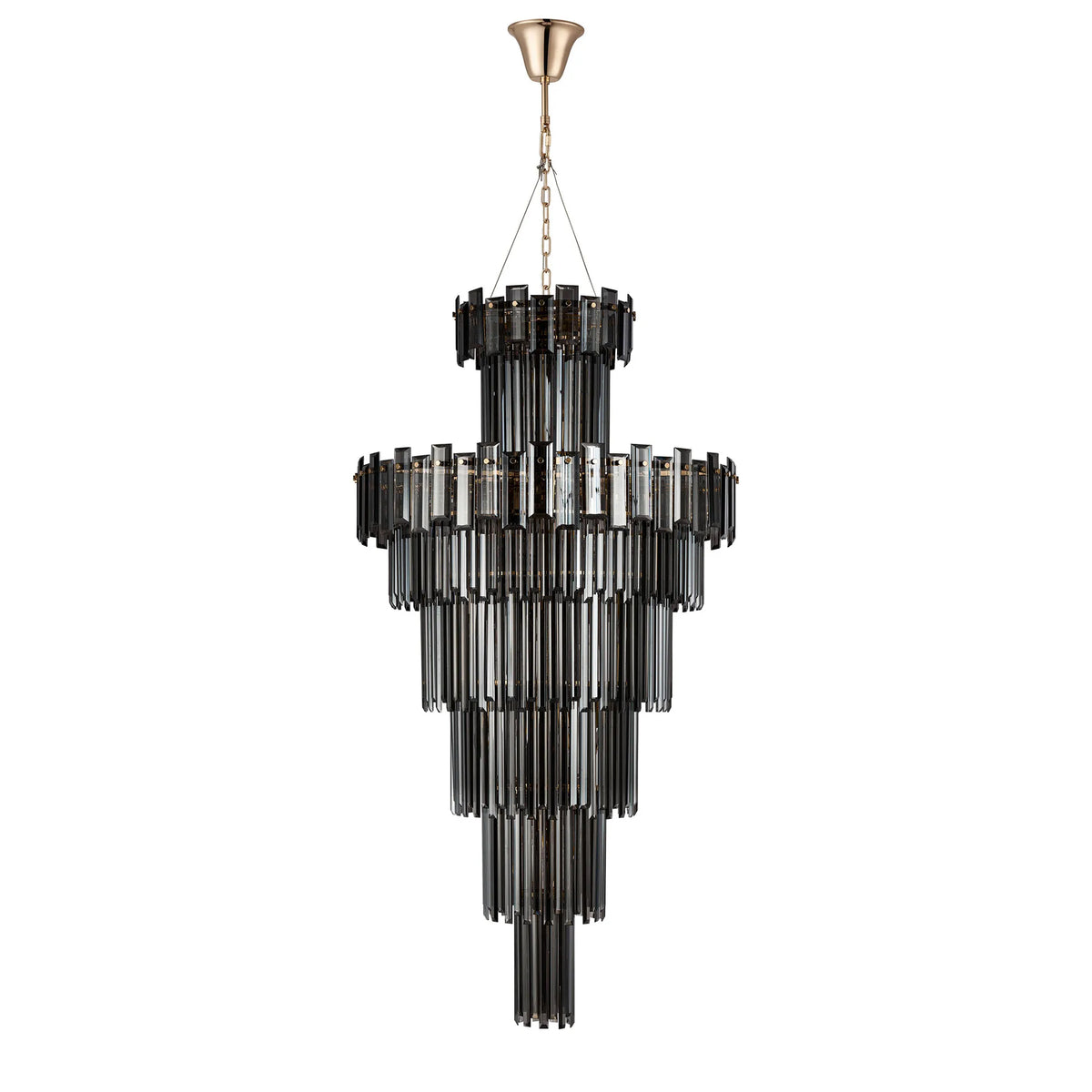 Velator 810mm Tall Pendant in French Gold with Smoked Crystal Glass
