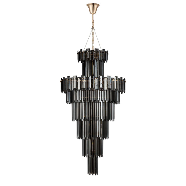 Velator 810mm Tall Pendant in French Gold with Smoked Crystal Glass