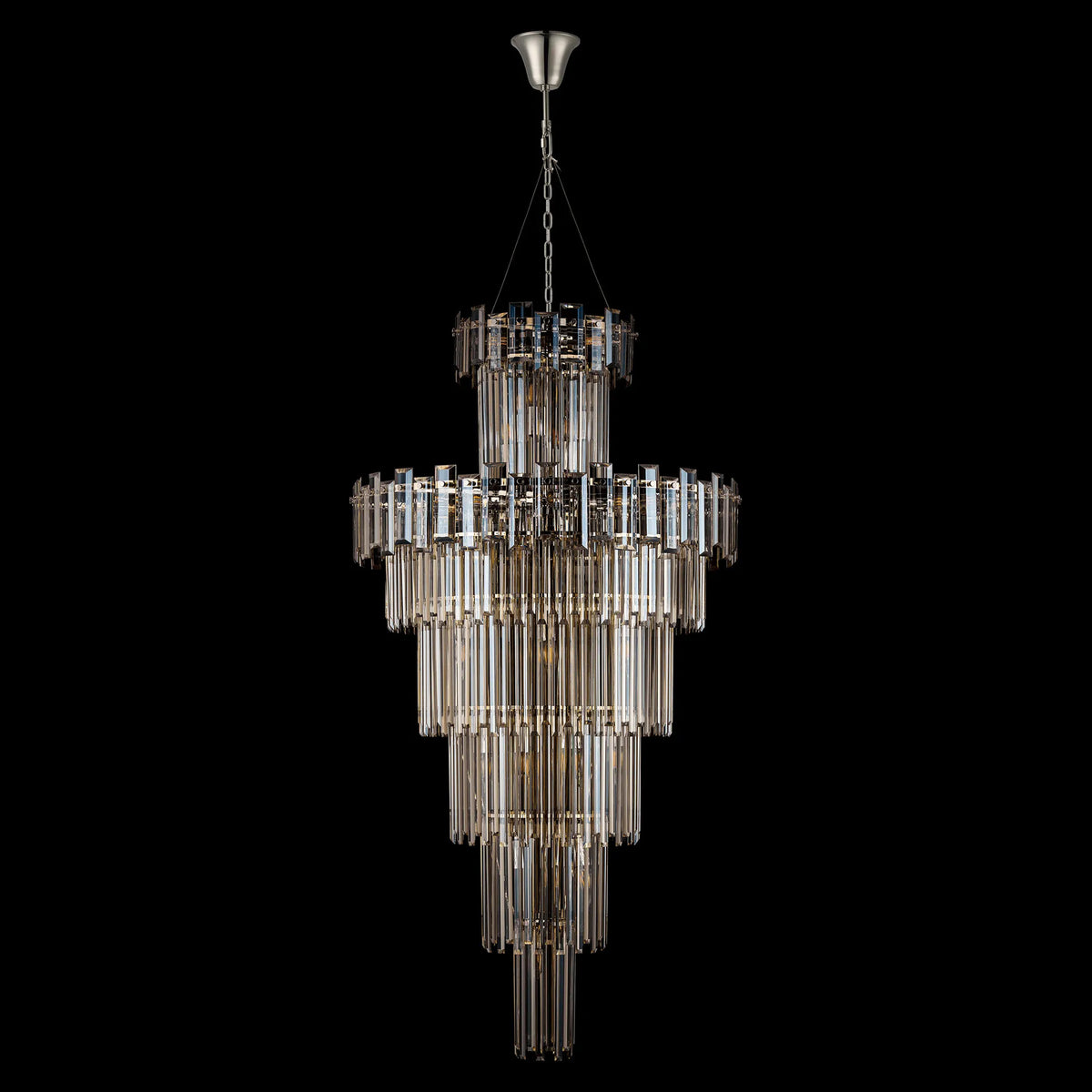 Velator 810mm Tall Pendant in Polished Nickel with Champagne Crystal Glass