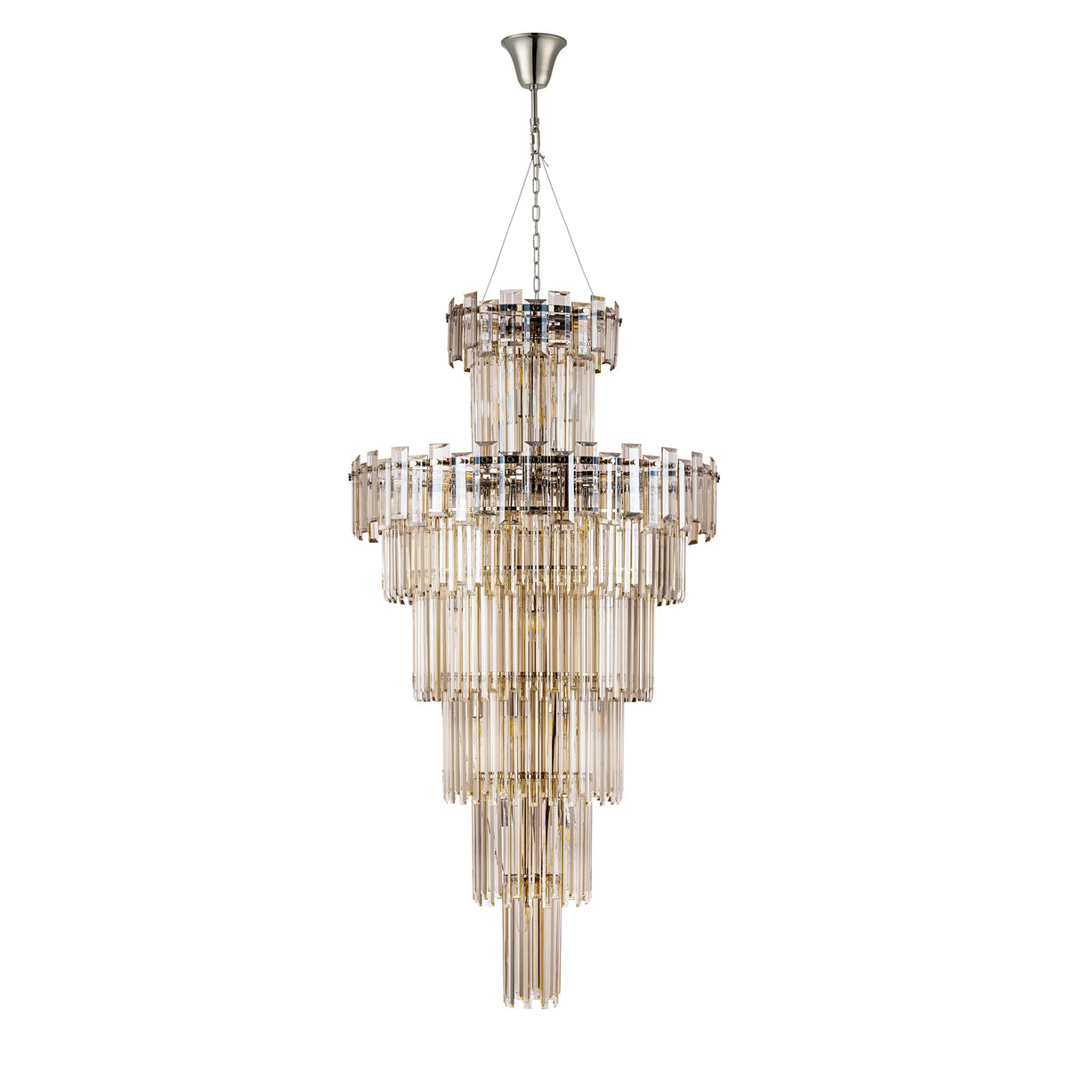Velator 810mm Tall Pendant in Polished Nickel with Champagne Crystal Glass