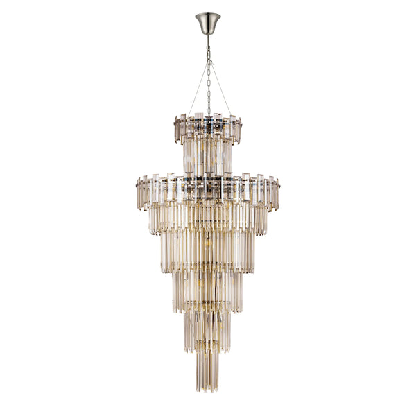 Velator 810mm Tall Pendant in Polished Nickel with Champagne Crystal Glass