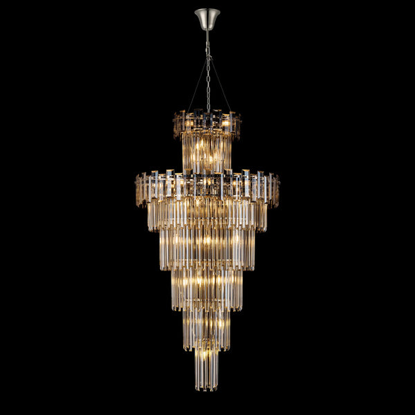 Velator 810mm Tall Pendant in Polished Nickel with Champagne Crystal Glass