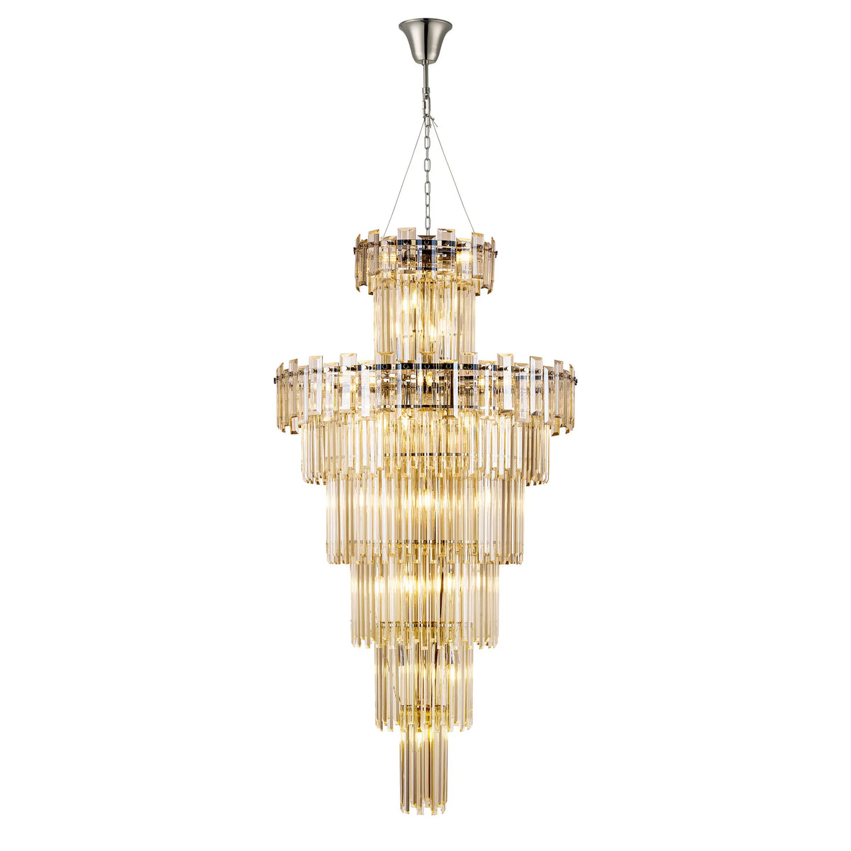 Velator 810mm Tall Pendant in Polished Nickel with Champagne Crystal Glass