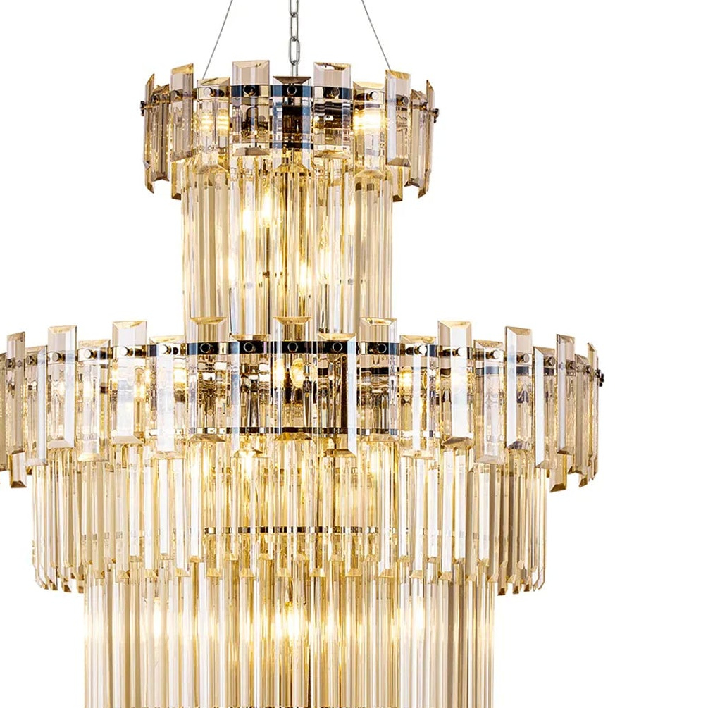 Velator 810mm Tall Pendant in Polished Nickel with Champagne Crystal Glass