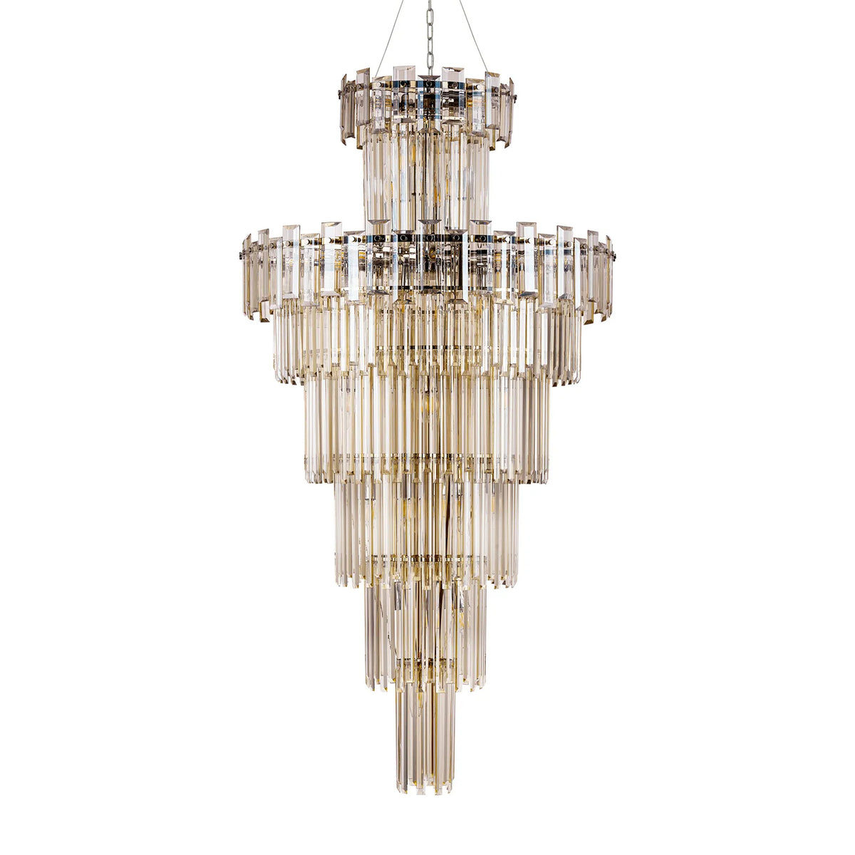 Velator 810mm Tall Pendant in Polished Nickel with Champagne Crystal Glass