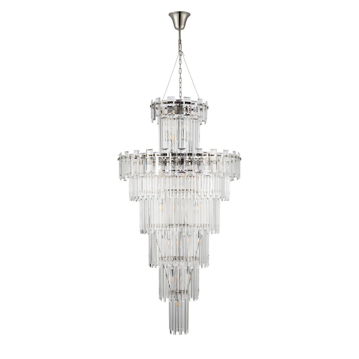 Velator 810mm Tall Pendant in Polished Nickel with Clear Crystal Glass