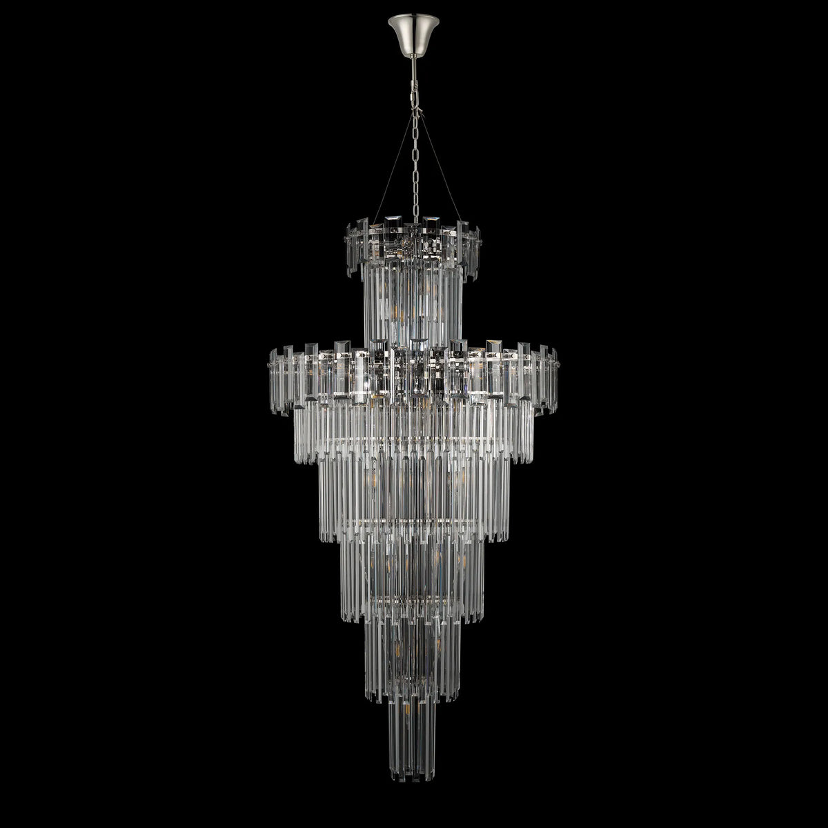 Velator 810mm Tall Pendant in Polished Nickel with Clear Crystal Glass