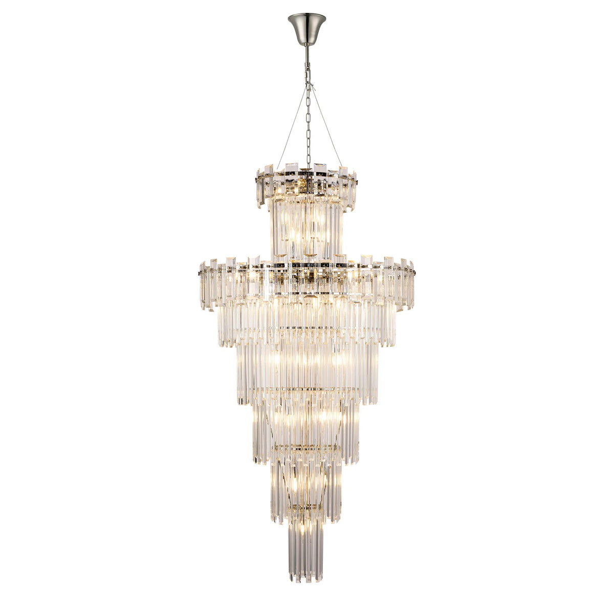 Velator 810mm Tall Pendant in Polished Nickel with Clear Crystal Glass