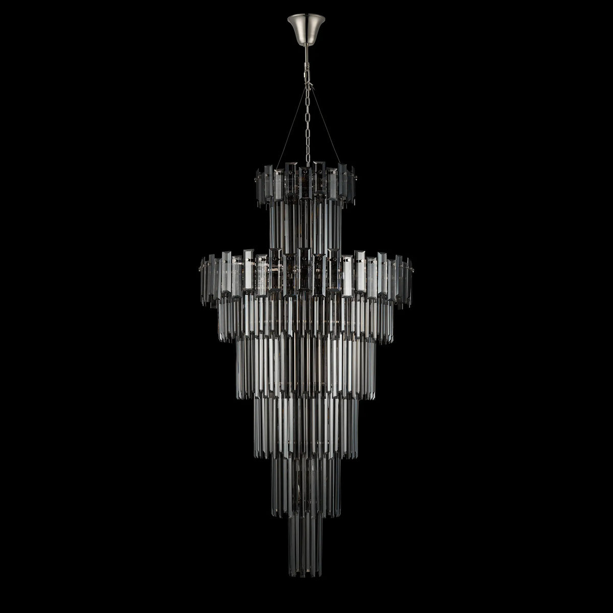 Velator 810mm Tall Pendant in Polished Nickel with Smoked Crystal Glass
