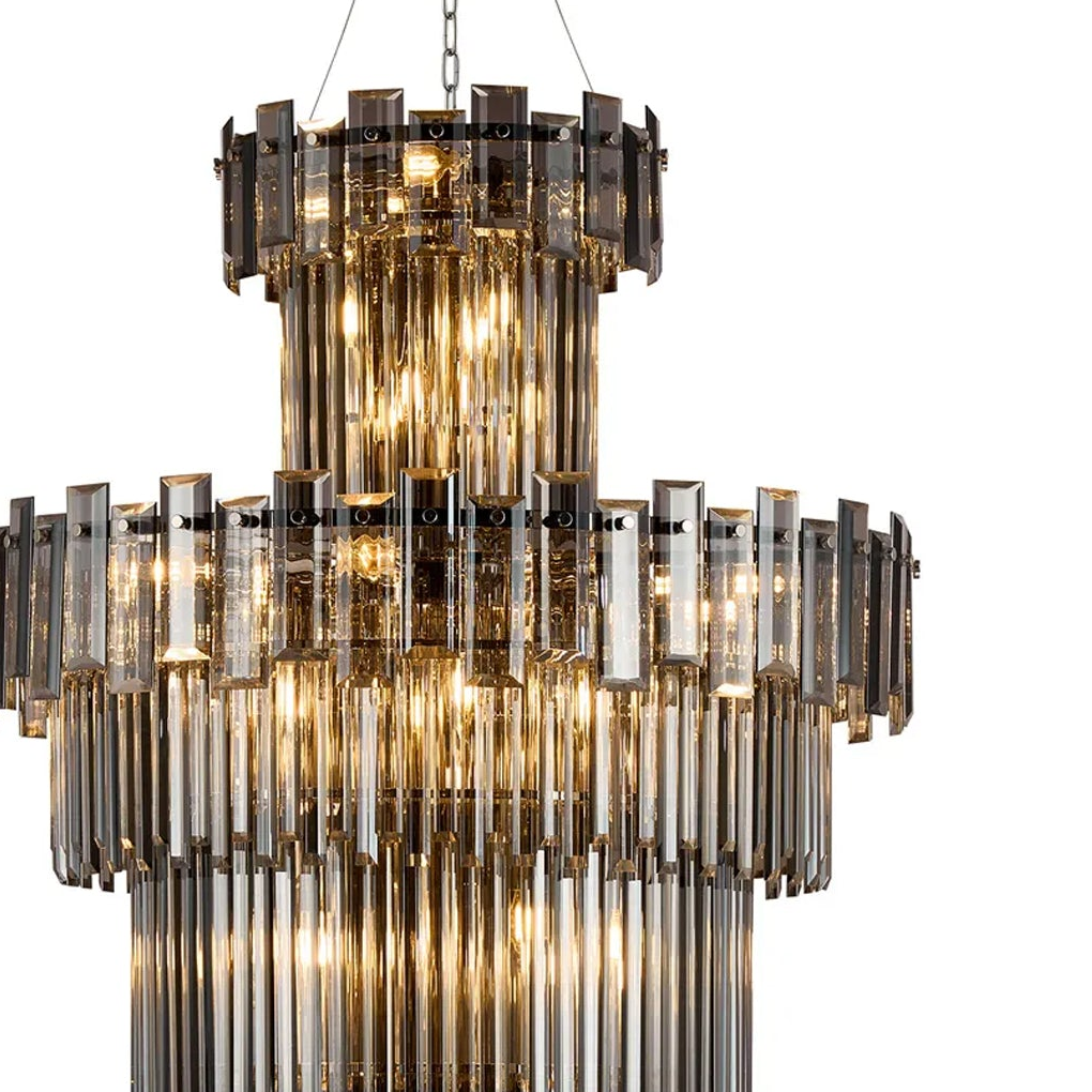 Velator 810mm Tall Pendant in Polished Nickel with Smoked Crystal Glass