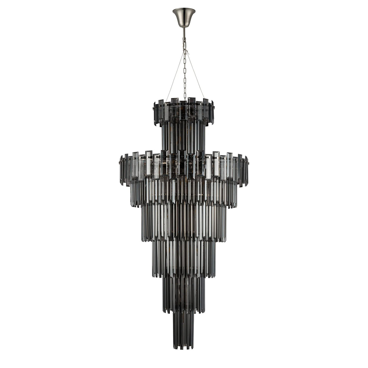 Velator 810mm Tall Pendant in Polished Nickel with Smoked Crystal Glass