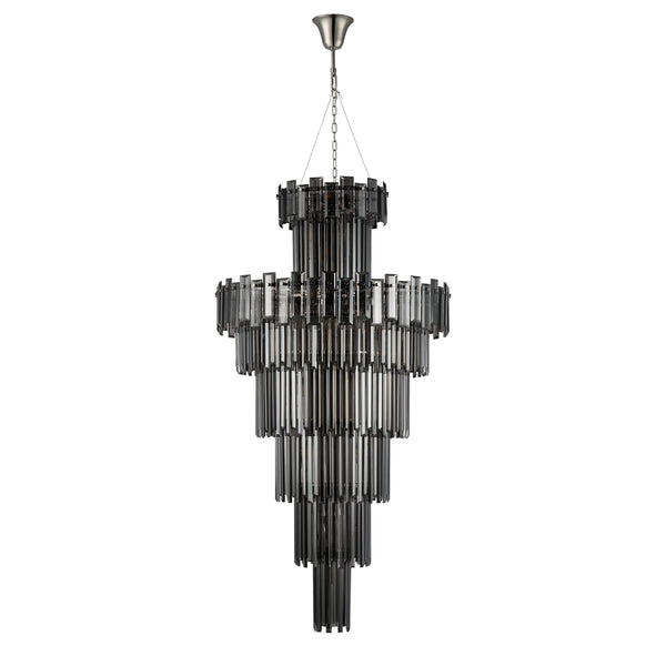 Velator 810mm Tall Pendant in Polished Nickel with Smoked Crystal Glass