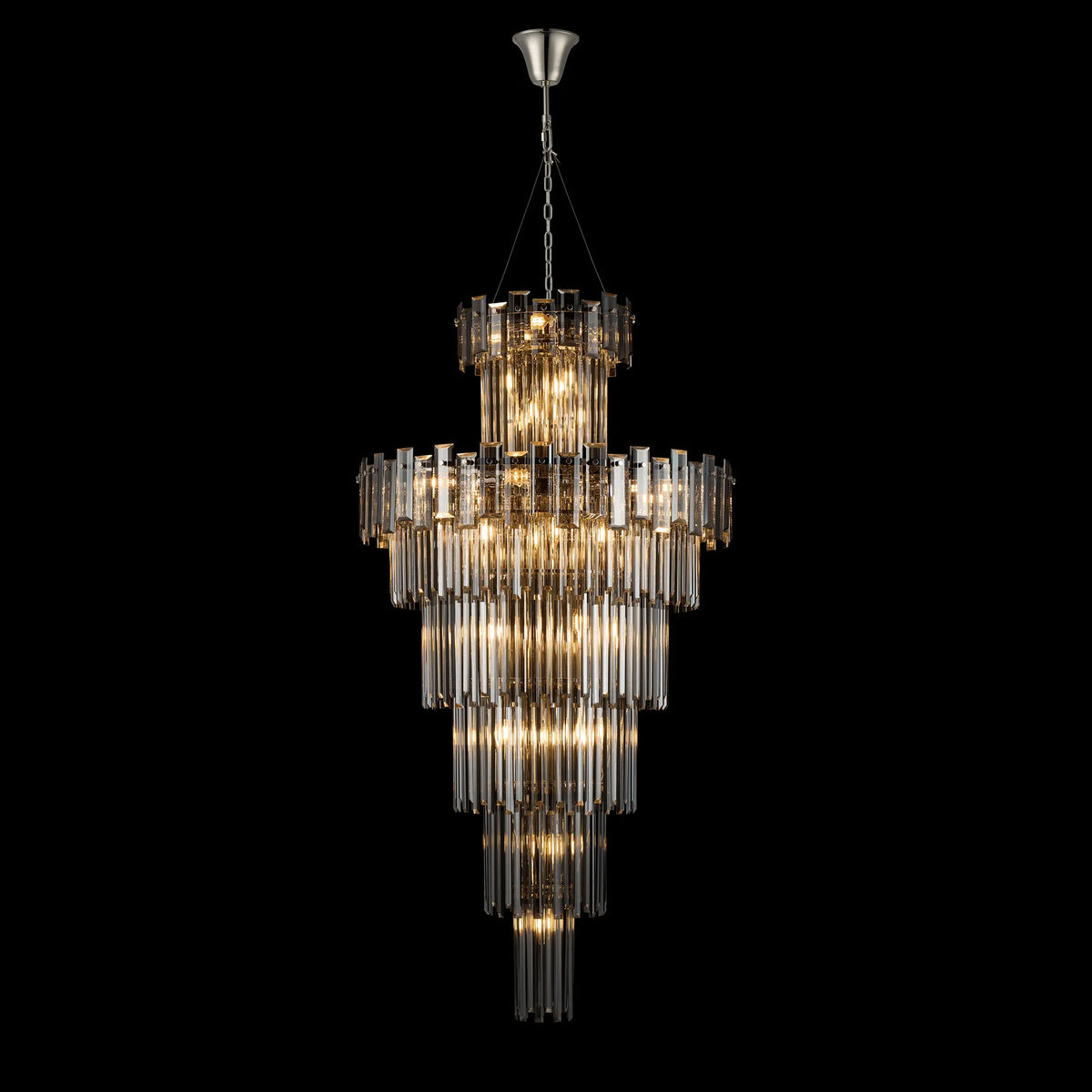 Velator 810mm Tall Pendant in Polished Nickel with Smoked Crystal Glass