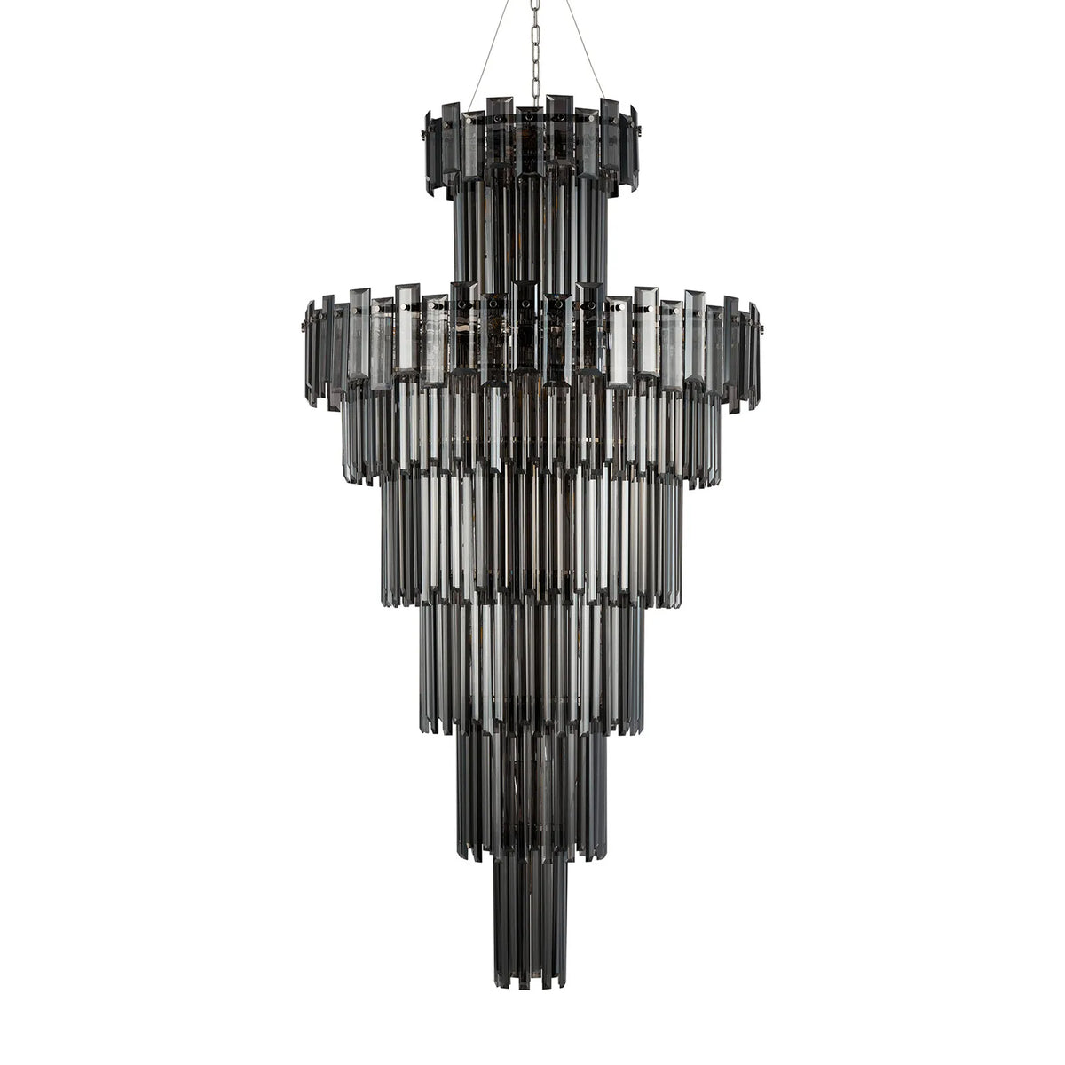 Velator 810mm Tall Pendant in Polished Nickel with Smoked Crystal Glass